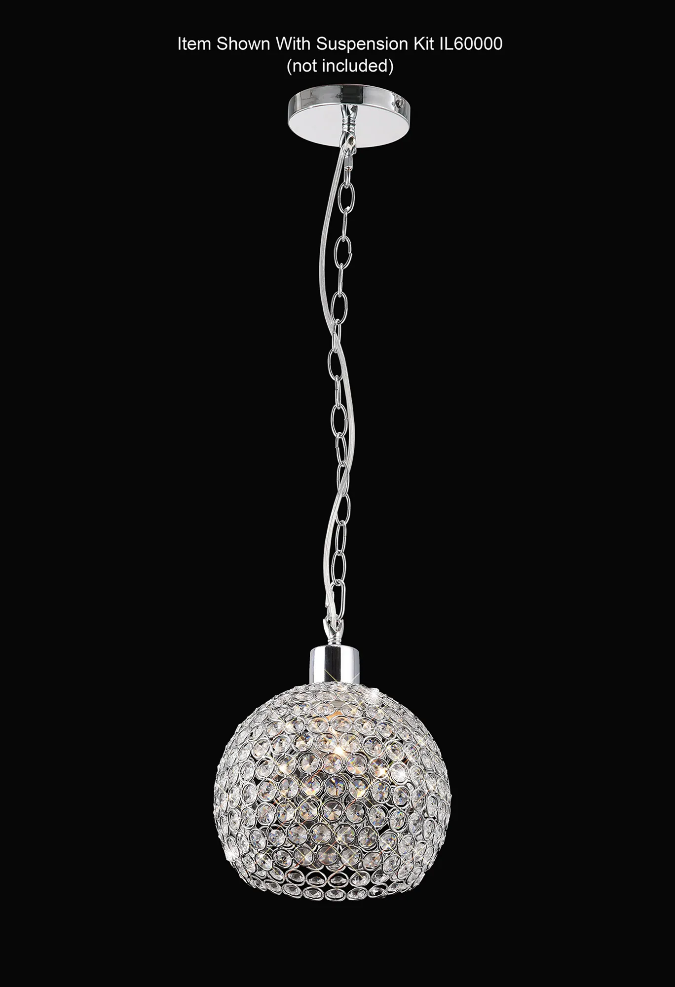 Kudo Crystal Ball Non-Electric SHADE ONLY IL60007  Diyas Kudo Polished Chrome